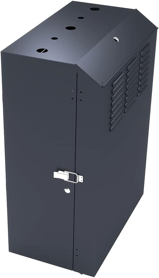 NavePoint 8U Vertical Server Rack Enclosure, Low Profile, 27.5' Deep, Max Weight Capacity 132lbs - 8U Network Cabinet Vertical Wall Mount, Perforated, Black