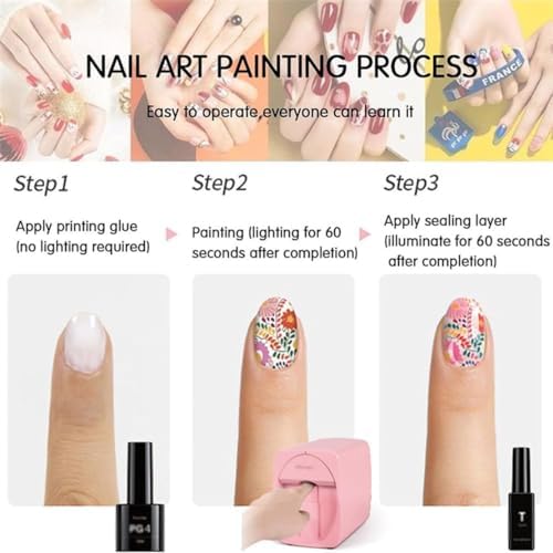 Portable 3D Nail Printer - Intelligent WiFi Nail Art Machine for DIY Designs, Professional Beauty Tool for Home Use, Perfect for Girls' Nail Art, White