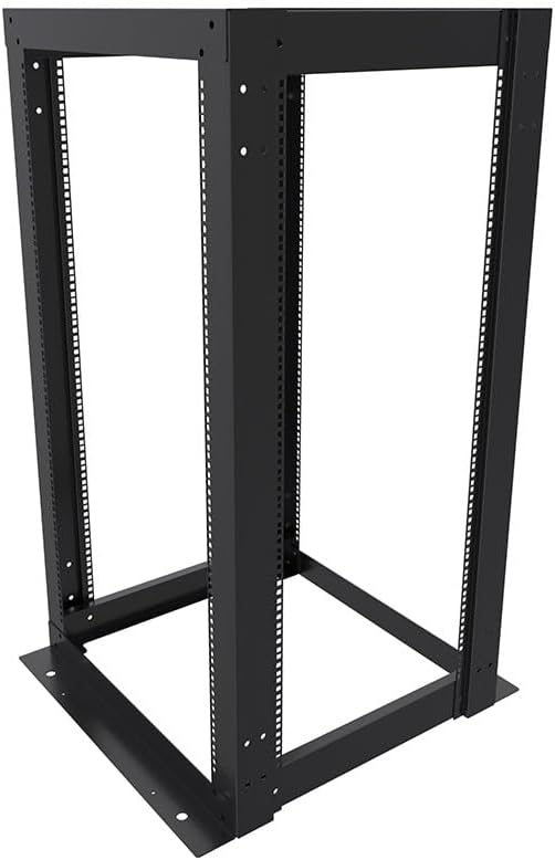 NavePoint 25U 23-inch Width 4-Post Frame Rack - Open Frame Rack with Cage Nut fo 23-Inch Equipment, Server Rack 881 lbs Weight Capacity, Floor Mount, RU Markings