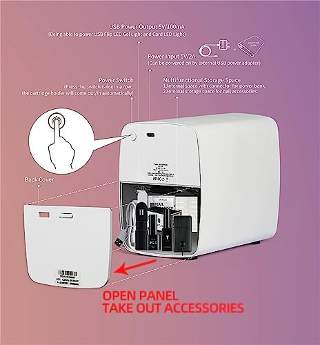 Portable 3D Nail Art Printer - Digital Mobile Nail Printing Machine, DIY Control via Free App for Home & Salon Use, for Cute Girls & Women, White