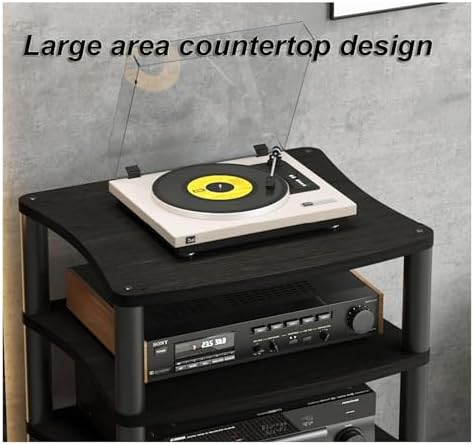 HiFi Av Shelf Rack 3-Tier Media Stand for Audio Video Equipment Perfect for Living Room Gaming Setup & Studio Use Sturdy & Stylish Design Maximize Your Entertainment Spac-A-4 Tier
