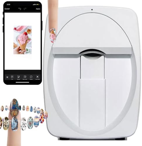 Portable 3D Nail Art Printer - Digital Nail Painting Machine, WiFi & DIY Support, Professional Nail Art Equipment for Girls & Home Use (Rose Gold)
