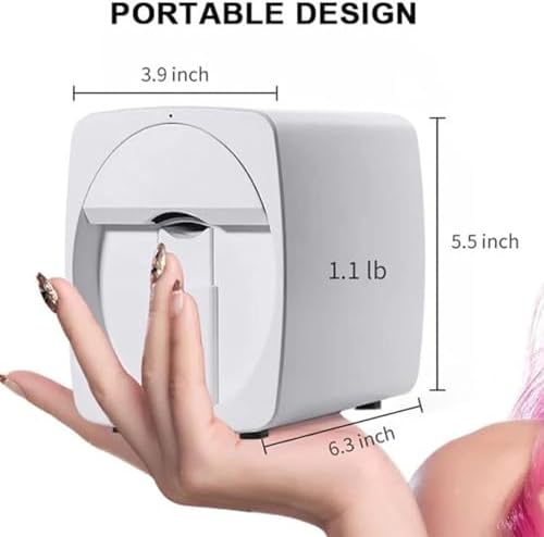 Portable 3D Nail Printer - Intelligent WiFi Nail Art Machine for DIY Designs, Professional Beauty Tool for Home Use, Perfect for Girls' Nail Art, White