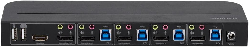 Monoprice 4K DisplayPort 1.4 and USB 3.0 4x1 KVM Switch - 4K@60Hz, 18 Gbps, HDR, YCbCr 4:4:4, HDCP 2.2, HDMI 2.0, Share 4 Computers with 1 Keyboard Mouse, Monitor, Printer, Black - Blackbird Series