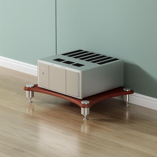 4 Tier AV Media Stand - Wooden Stereo Cabinet Audio Rack Tower for CD Player, Home Office Entertainment Center, Holds Stereo System Components, Modern Design