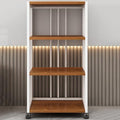 HiFi Audio Stand Rack - 2 Tier Media Storage Cabinet with Wheels, Movable Record Player & Console Shelf for Gaming Equipment - Modern Black & White Design