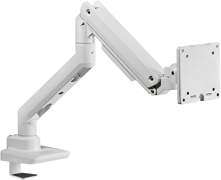Desky Heavy Duty Ultrawide Monitor Arm – Adjustable Gas Spring Desk Mount for 17–49' Monitors, VESA 75/100, 44 lbs Capacity – White