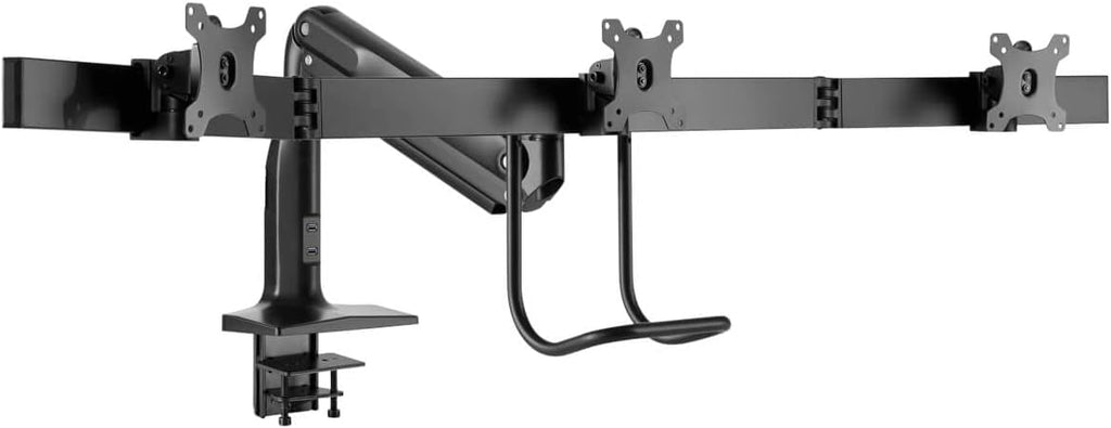 Tripp Lite Safe-IT Precision-Placement Triple 17-32 inch Monitor Desktop Mount, 90-Degree Rotation, Cable Management Space, VESA-Compliant, 5-Year Warranty (DMPDT1732AM)