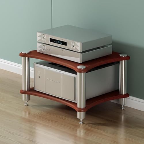 4 Tier AV Media Stand - Wooden Stereo Cabinet Audio Rack Tower for Home Office, CD Player Stand & Entertainment Components Organizer