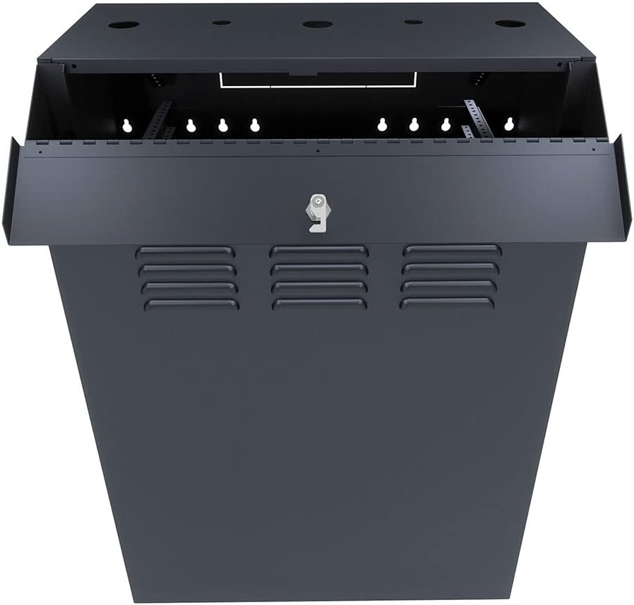 NavePoint 8U Vertical Server Rack Enclosure, Low Profile, 27.5' Deep, Max Weight Capacity 132lbs - 8U Network Cabinet Vertical Wall Mount, Perforated, Black