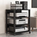 27in Modern Record Player Stand, 4-Tier Mobile Audio Shelf, Adjustable Stereo Equipment Rack for Home, Office, Classroom - Light Wood Vertical Storage Cabinet