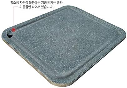 Jangsoo Korean BBQ Stone Grill, Rectangular, Grey, 11.8' x 14', Stoneware, Grill Pan