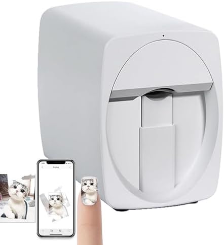 3D Automatic Nail Art Printer - Portable Self-Service Nail Painting Machine for Kids, Nail Studios, Manicurists & Nail Lovers - Easy to Use & Compact Design, White
