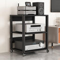 27' Modern Record Player Stand - 4-Tier Adjustable Audio Shelf for Home, Office & Classroom Media Storage, Stylish Vertical Stereo Equipment Rack (Light Wood)