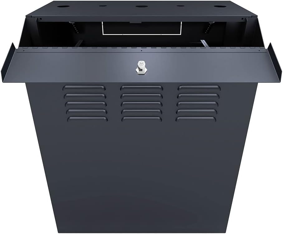 NavePoint 8U Vertical Server Rack Enclosure, Low Profile, 23.6' Deep, Max Weight Capacity 132lbs - 8U Network Cabinet Vertical Wall Mount, Perforated, Black