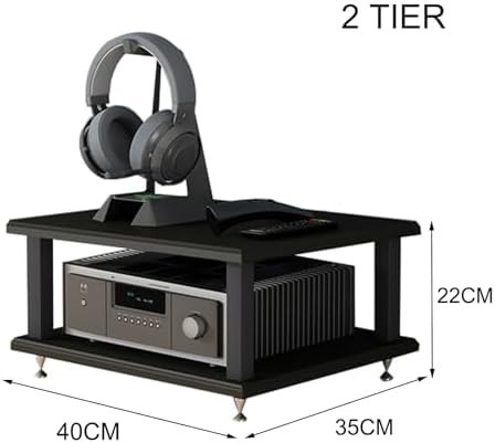 Modern Audio Rack Stand - Open Storage Media Cabinet for Stereo, CD Player & AV Equipment - Floor-Standing Tower with Adjustable Foot Pads - Teak Finish (40x35x35CM) - Stylish Home Entertainment ...