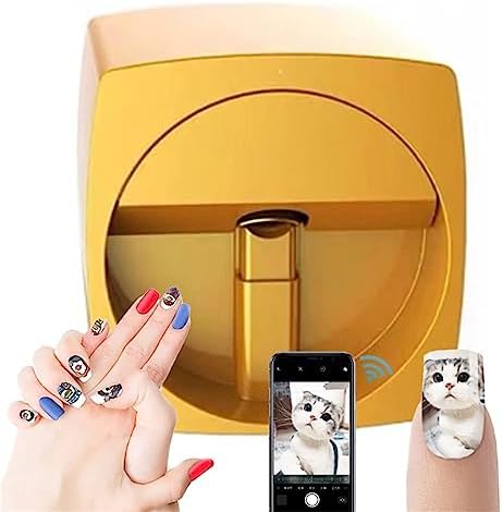 Portable 3D Nail Art Printer - Digital DIY Nail Painting Machine, Control via Free Mobile App, Perfect for Home Use or Nail Salon, Ideal Gift for Girls & Women, White
