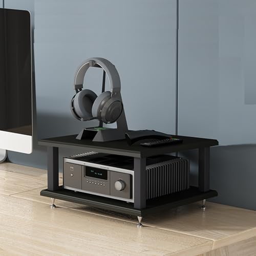 Modern Audio Rack Stand - Open Storage Media Cabinet for Stereo, CD Player & AV Equipment - Floor-Standing Tower with Adjustable Foot Pads - Teak Finish (40x35x35CM) - Stylish Home Entertainment ...