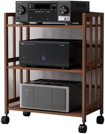 Modern 4-Tier Hi-Fi Stereo Stand with Wheels - Adjustable Audio Equipment Rack for Media Devices Home Theater and Entertainment Center - Stylish & Functional De