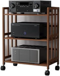 Modern 4-Tier Hi-Fi Stereo Stand with Wheels - Adjustable Audio Equipment Rack for Media Devices Home Theater and Entertainment Center - Stylish & Functional De