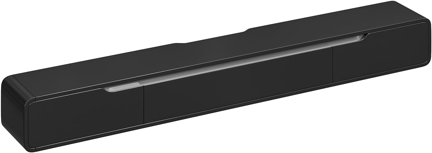 Fully-Assembled Floating TV Stand with Drawers, 55IN High Gloss Wall Mounted Entertainment Center, Modern Media Console with Storage, Under TV Shelf for Bedroom Living Room Black