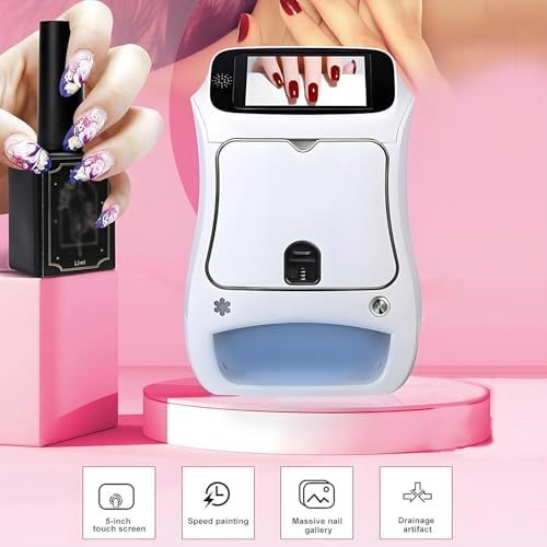 Portable 3D Nail Art Printer - Mobile Touch Screen Machine, WiFi & DIY Support, Fast 10-Second Painting, Ideal for Girls' Home Beauty & Personal Care, Pink
