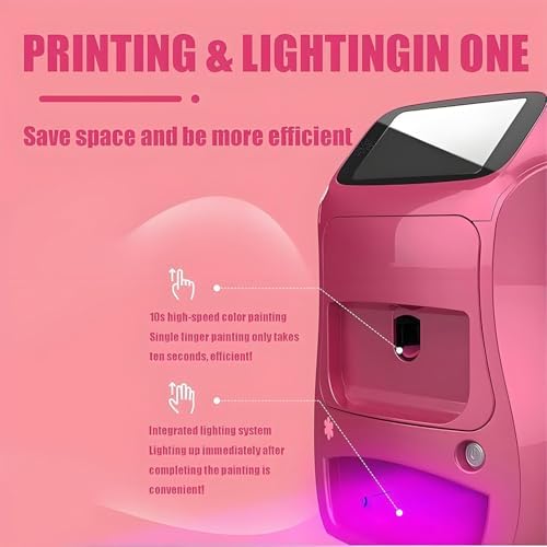 Portable 3D Nail Art Printer - Mobile Touch Screen Nail Printer with WiFi/DIY, Fast 10s Printing for Home Use, Ideal Beauty Tool for Girls - Pink Nail Design Machine