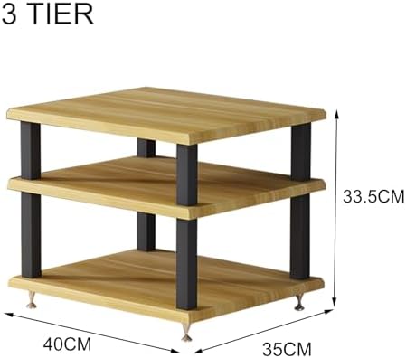 Modern Audio Rack Stand - Open Storage Cabinet for Stereo, CD Player & AV Equipment - Floor-Standing Media Tower with Foot Pads - Teak Finish (40x35x35CM) - Stylish & Functional Entertainment Org...