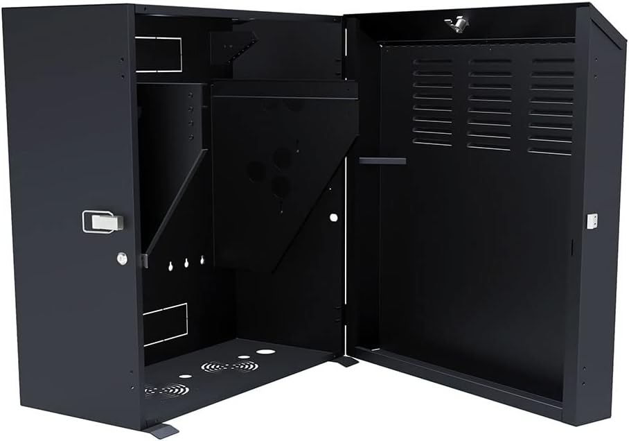 NavePoint 8U Vertical Server Rack Enclosure, Low Profile, 23.6' Deep, Max Weight Capacity 132lbs - 8U Network Cabinet Vertical Wall Mount, Perforated, Black
