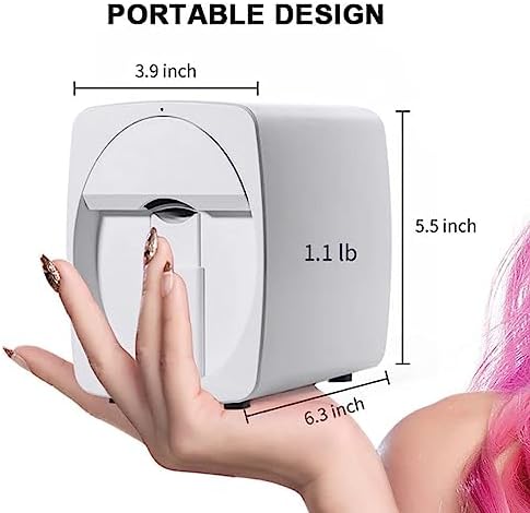 Portable Professional 3D Nail Printer - Mini Mobile Nail Art Machine for Kids, Nail Studios, Manicurists & Nail Enthusiasts - Compact & Multifunctional, White