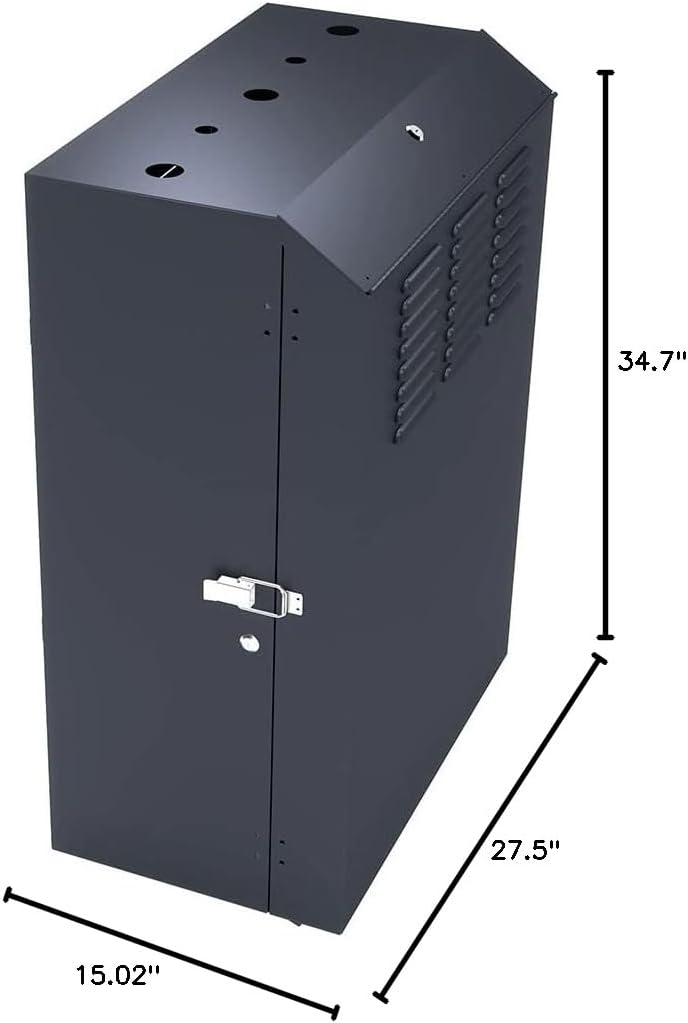 NavePoint 8U Vertical Server Rack Enclosure, Low Profile, 27.5' Deep, Max Weight Capacity 132lbs - 8U Network Cabinet Vertical Wall Mount, Perforated, Black
