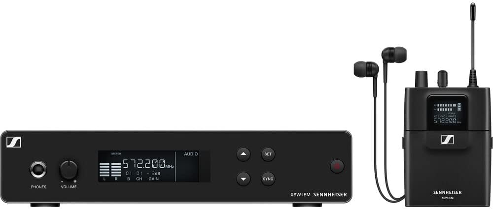 Sennheiser XSW IEM SET Stereo In-Ear Wireless Monitoring System A: 476 to 500 MHz (509146) Bundle with Sennheiser XSW IEM EK Wireless Receiver (A: 476 to 500 MHz) and Auray Carrying Bag