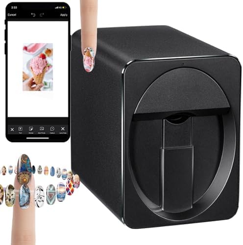 Portable 3D Nail Art Printer Machine - Digital Mobile Nail Painting Device with WiFi/DIY Support, Professional Nail Art Equipment for Girls' Home Beauty (Rose Gold)