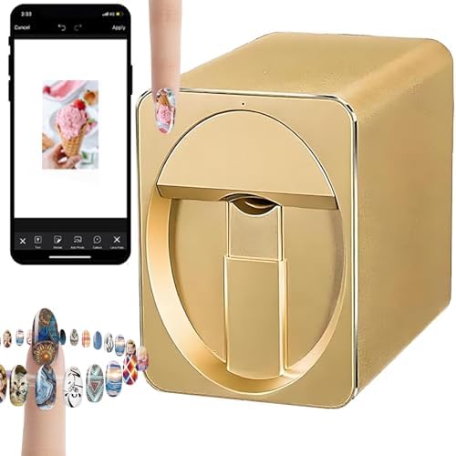 Portable 3D Nail Art Printer Machine, Digital WiFi Nail Painting Device for Home Use, Professional DIY Nail Art Equipment for Girls - Rose Gold