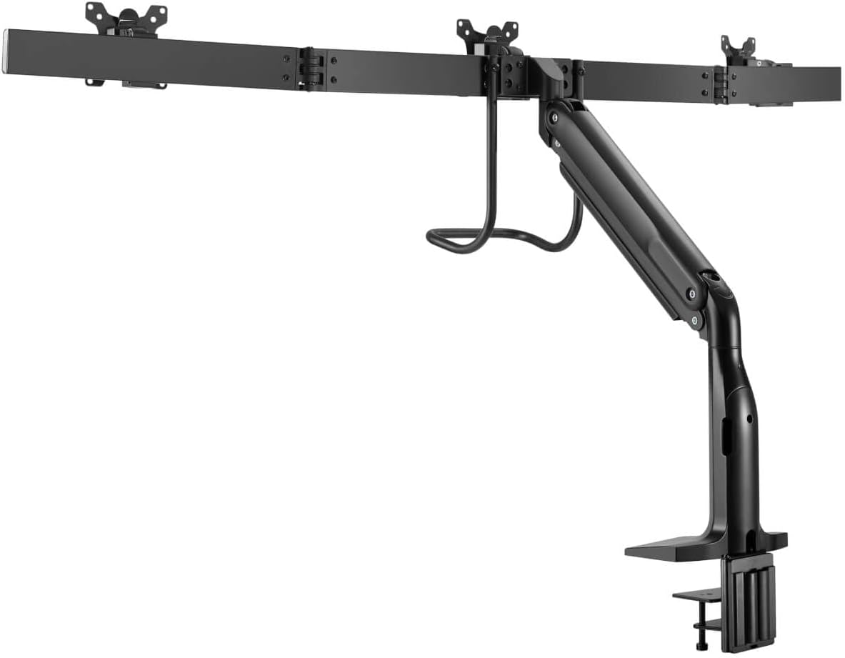 Tripp Lite Safe-IT Precision-Placement Triple 17-32 inch Monitor Desktop Mount, 90-Degree Rotation, Cable Management Space, VESA-Compliant, 5-Year Warranty (DMPDT1732AM)