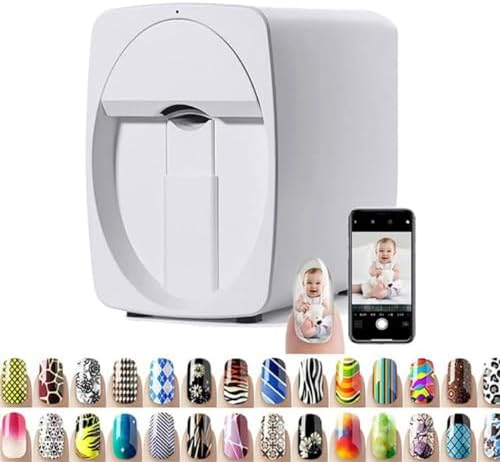 Portable 3D Nail Printer - Intelligent WiFi Nail Art Machine for DIY Designs, Professional Beauty Tool for Home Use, Perfect for Girls' Nail Art, White