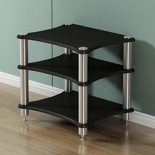 AV Media Stand - Wooden Stereo Cabinet, 4-Tier Audio Rack for Home Office & Entertainment System, CD Player Stand, Durable Storage for Audio Components.