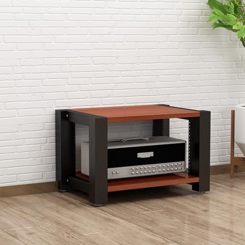 3-Tier Stereo Rack and Stand, Adjustable AV Media Equipment Shelf, Reinforced Steel Audio Rack with Footpads, Home Theater Furniture (Black, 60x51x60cm)