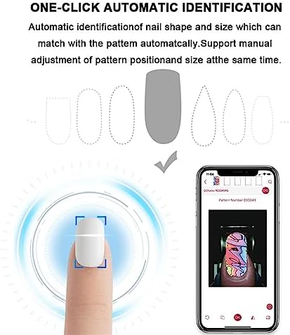 Portable 3D Nail Art Printer - Digital Mobile Nail Printing Machine, DIY Control via Free App for Home & Salon Use, for Cute Girls & Women, White