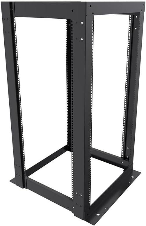 NavePoint 25U 23-inch Width 4-Post Frame Rack - Open Frame Rack with Cage Nut fo 23-Inch Equipment, Server Rack 881 lbs Weight Capacity, Floor Mount, RU Markings