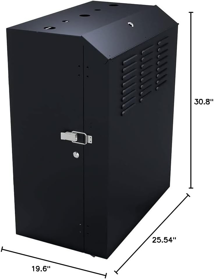 NavePoint 8U Vertical Server Rack Enclosure, Low Profile, 19.6' Deep, Max Weight Capacity 132lbs - 8U Network Cabinet Vertical Wall Mount, Perforated, Black