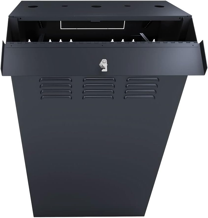 NavePoint 8U Vertical Server Rack Enclosure, Low Profile, 35.4' Deep, Max Weight Capacity 132lbs - 8U Network Cabinet Vertical Wall Mount, Perforated, Black