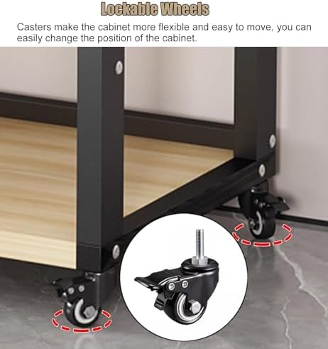 Height-Adjustable Audio Rack Shelf - Media Cabinet with Casters for Living Room, Compact Entertainment Center for Stereo Components, Space-Saving AV Storage Solution