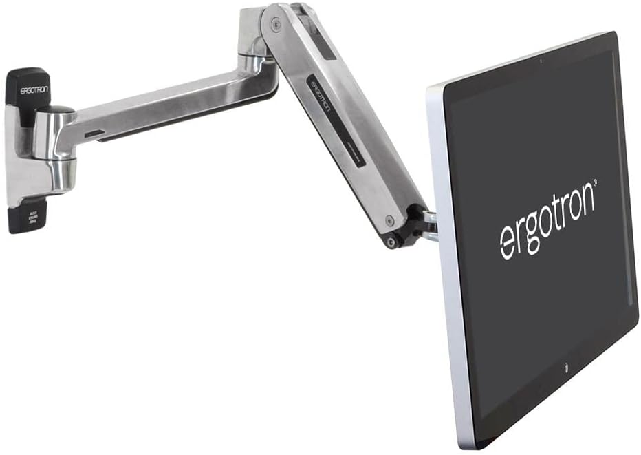 Ergotron – LX HD Sit-Stand Single Monitor Arm, VESA Wall Mount – for Monitors Up to 49 Inches, 14 to 30 lbs – Polished Aluminum