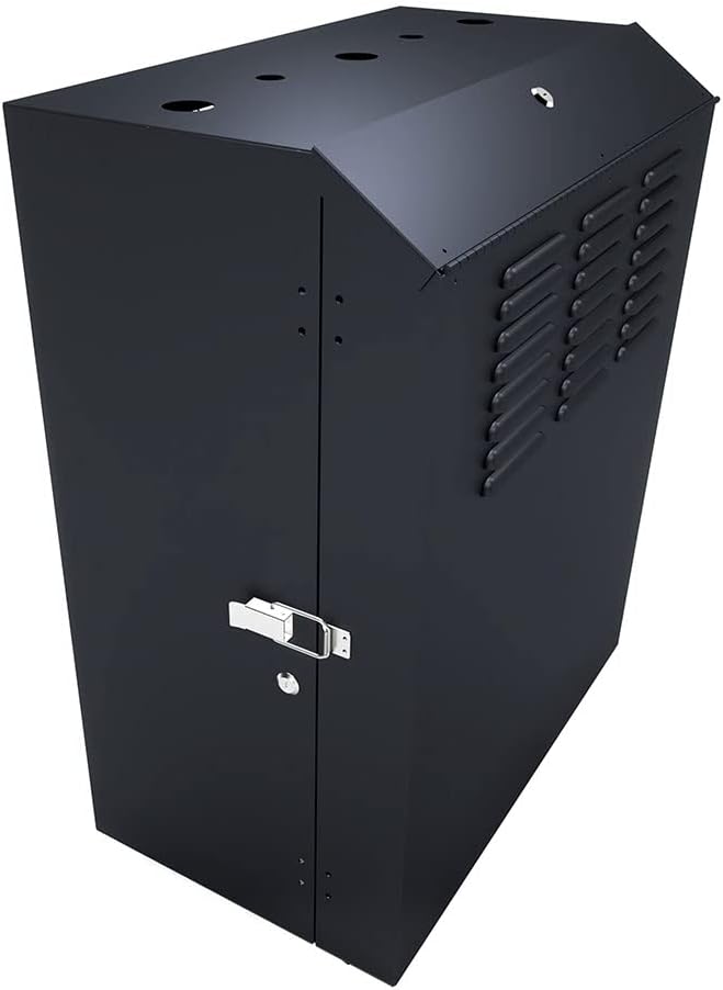 NavePoint 8U Vertical Server Rack Enclosure, Low Profile, 23.6' Deep, Max Weight Capacity 132lbs - 8U Network Cabinet Vertical Wall Mount, Perforated, Black