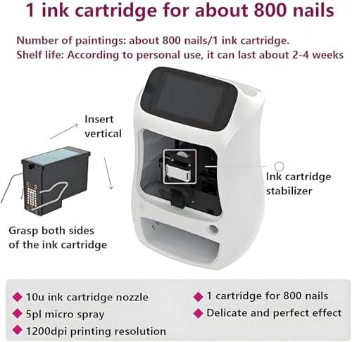 Portable 3D Nail Art Printer - Mobile Touch Screen Machine, WiFi & DIY Support, Fast 10-Second Painting, Ideal for Girls' Home Beauty & Personal Care, Pink