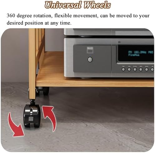 HiFi Stereo Cabinet - 4-Tier AV Media Tower with Wheels, Home Theater Audio Rack & CD Storage Stand for Ultimate Sound Experience and Easy Mobility
