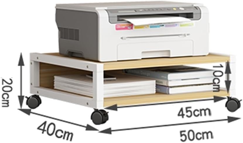 Printer Stand, 2 Tiers Under Desk Printer Stand Small and Short Rolling Movable with 4 Wheels & Lock Mechanism Office Shelf for Mini 3D