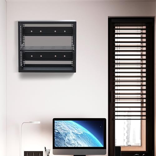 Adjustable Wall-Mounted AV Media Stand, 2-Tier Steel Stereo Rack, Floating Audio Cabinet, Media Storage Shelves for DVD & Components, Space-Saving Entertainment Solution (50.9x30x58.25cm)