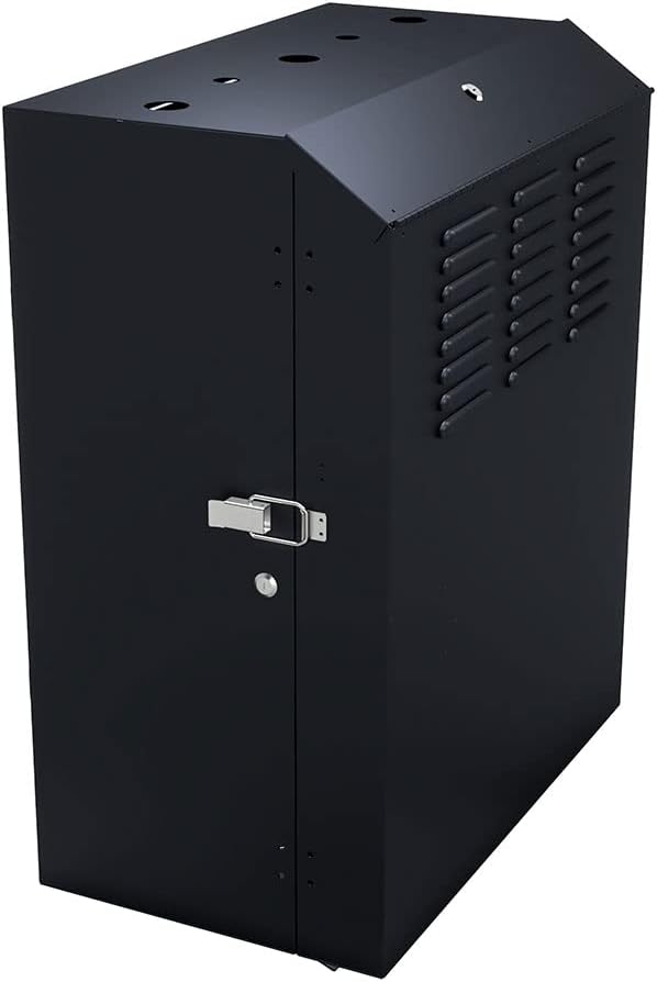 NavePoint 8U Vertical Server Rack Enclosure, Low Profile, 19.6' Deep, Max Weight Capacity 132lbs - 8U Network Cabinet Vertical Wall Mount, Perforated, Black